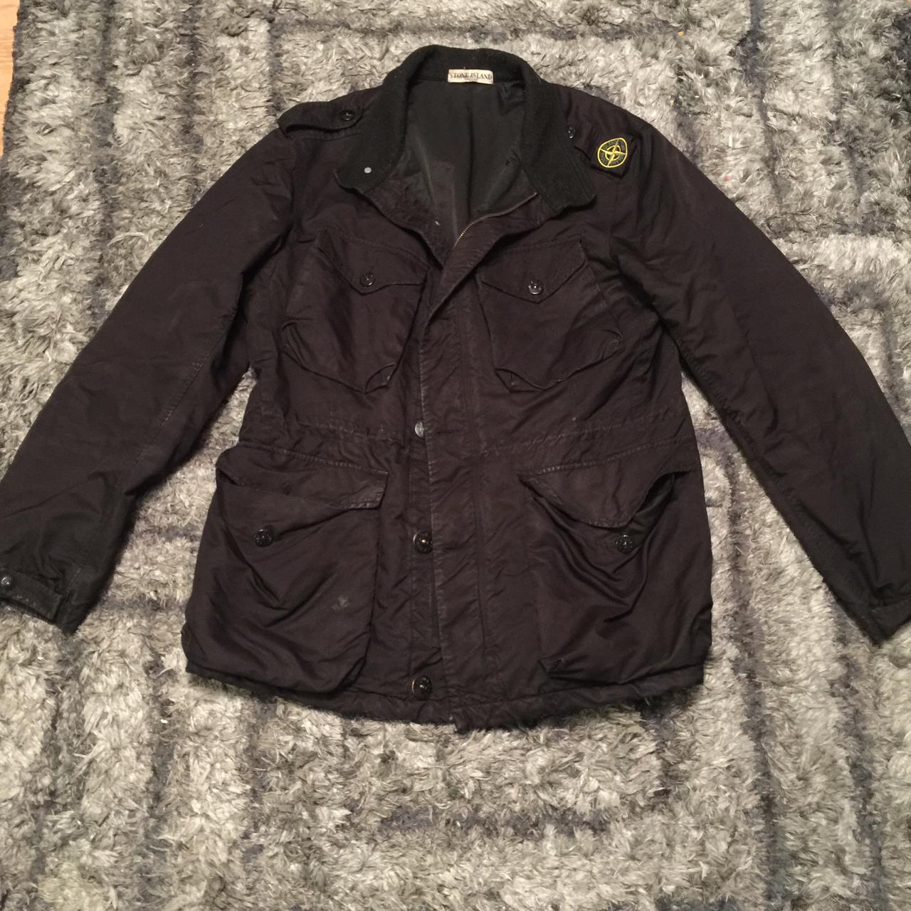 Stone island men's military jacket good used condition - Depop