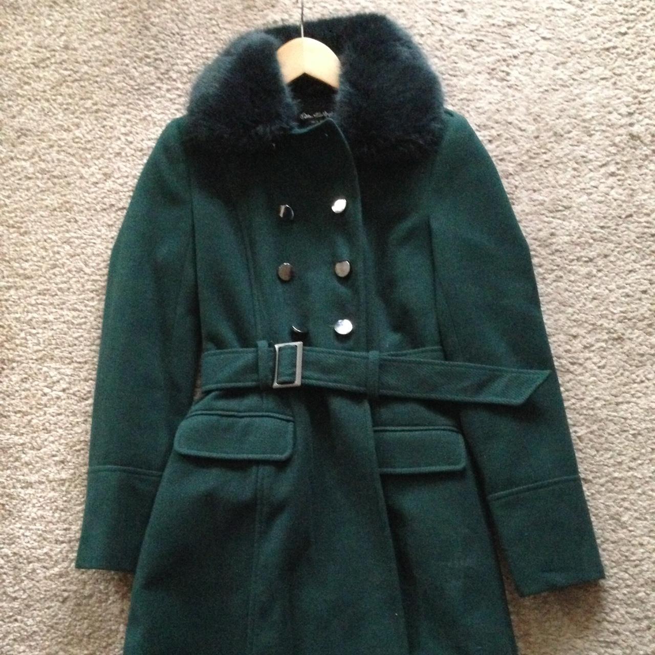 miss selfridge teal belted trench military coat size