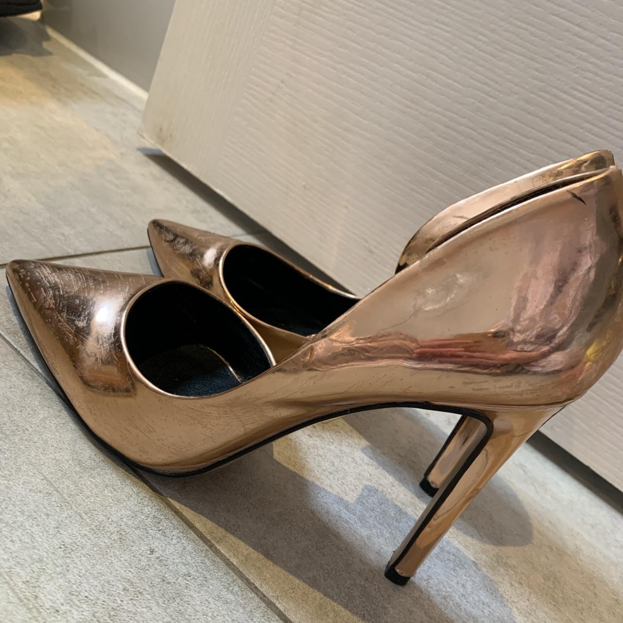 River island metallic copper heels. Size 5 worn once. - Depop