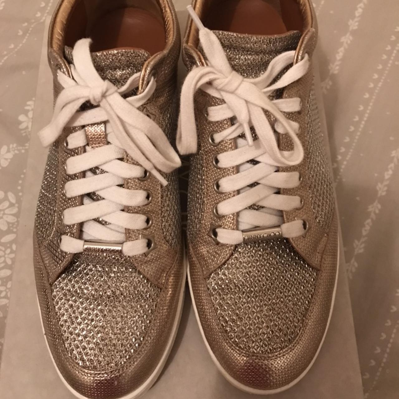 Jimmy choo cheap rose gold trainers