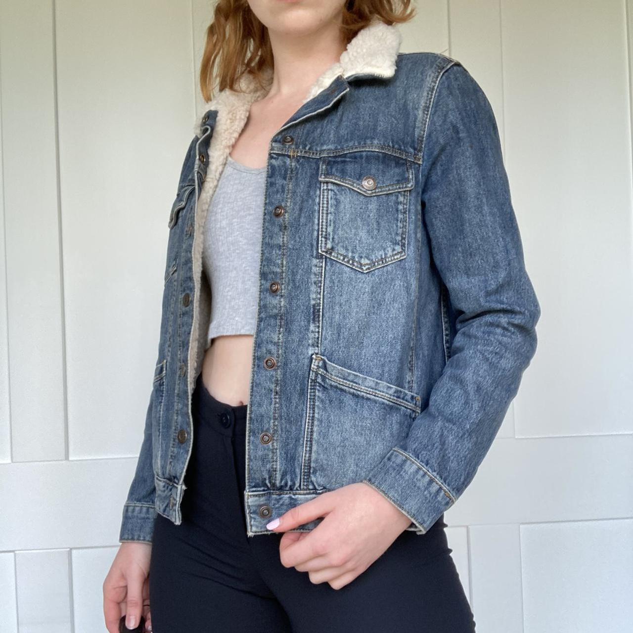 old navy fleece lined denim jacket