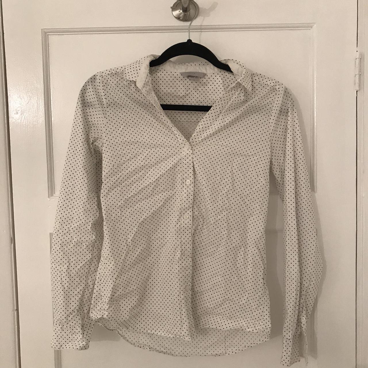 H&M Women's White and Black Blouse | Depop