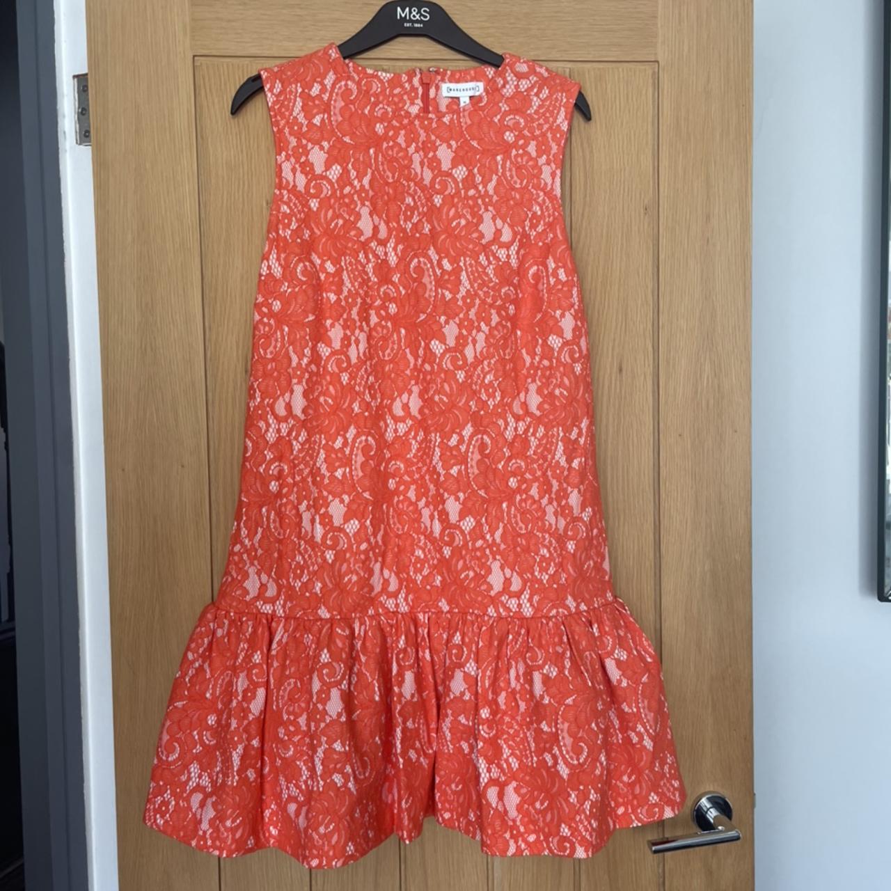 Warehouse Orange Lace Peplum Dress UK12 New with... - Depop