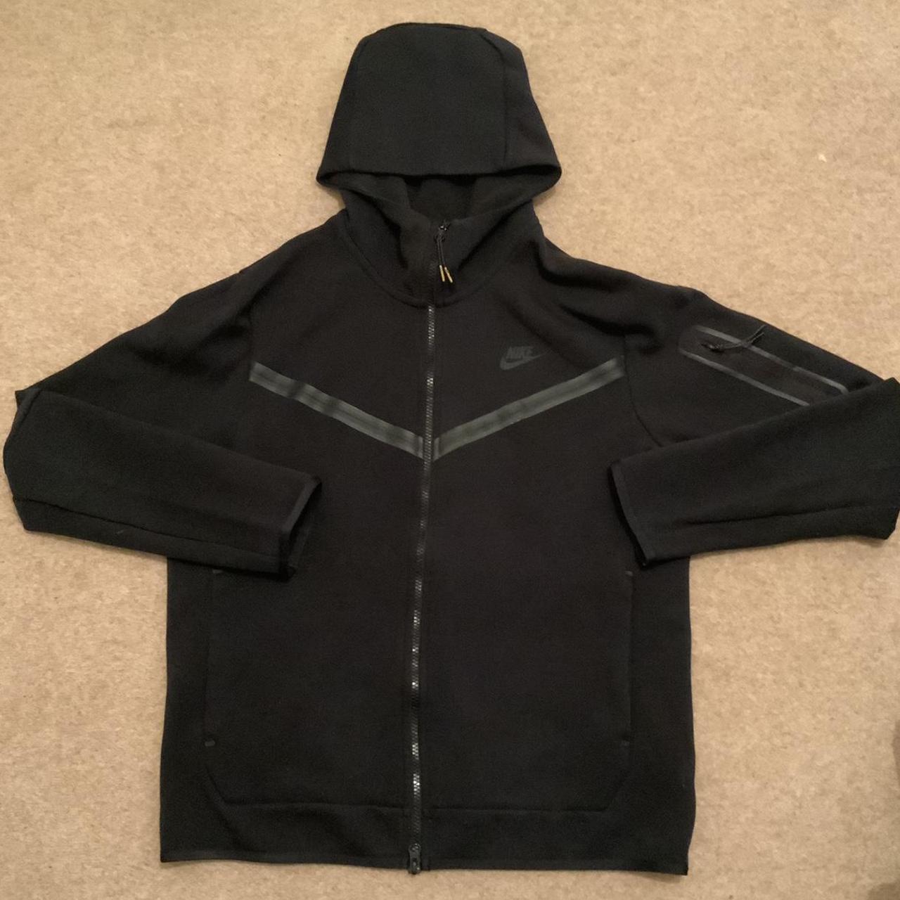 Black Nike tech fleece hoodie. size medium. some... - Depop