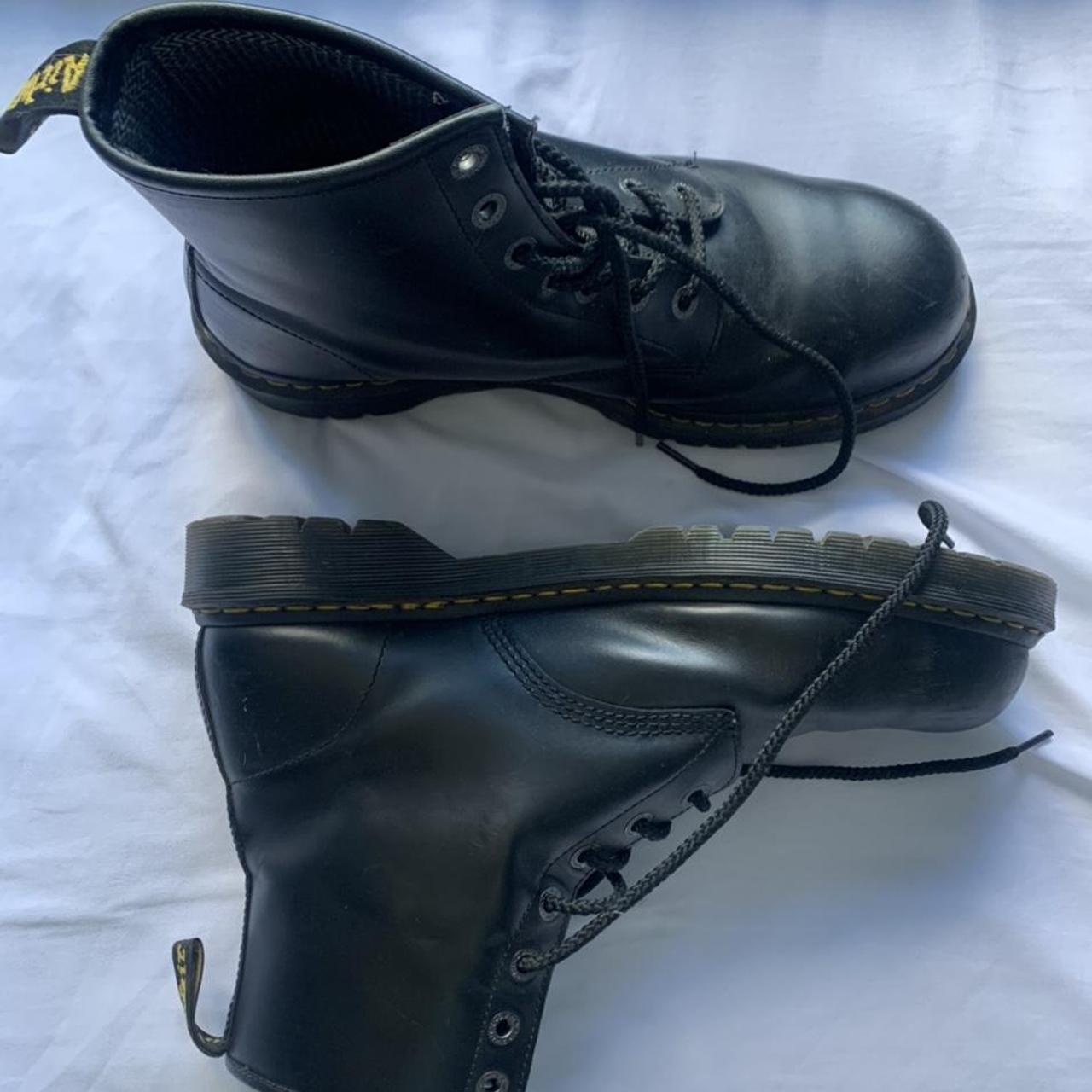 men's industrial steel toe cap doc marten boots size... - Depop