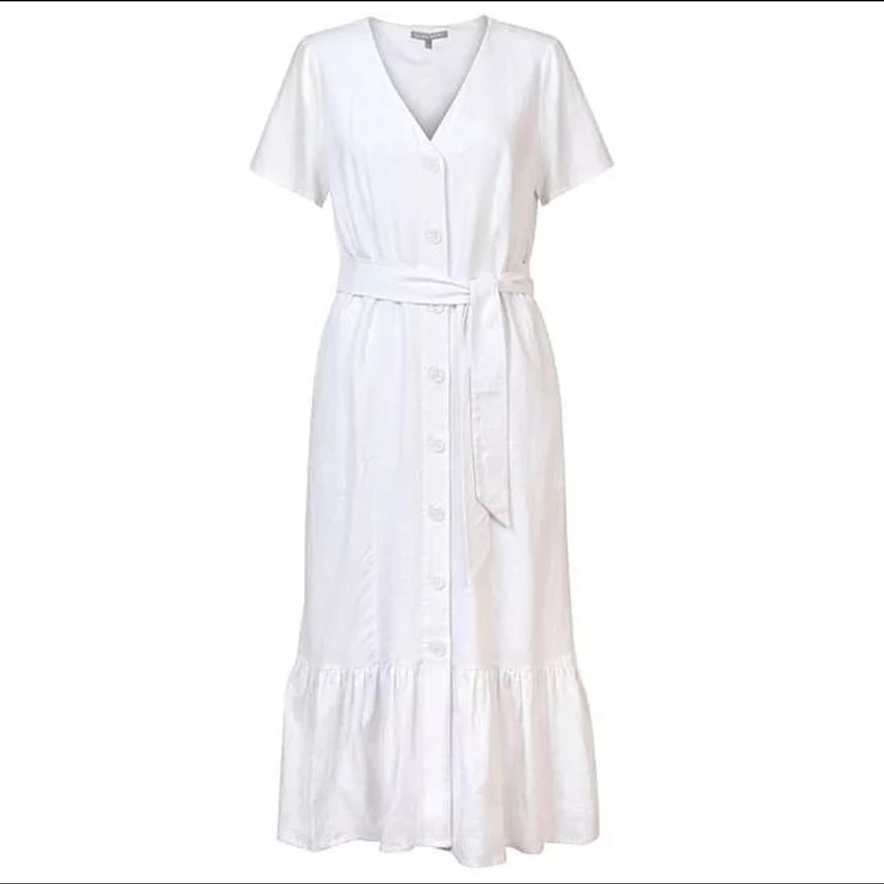 Oliver Bonas white linen midi dress 🏔 free... - Depop
