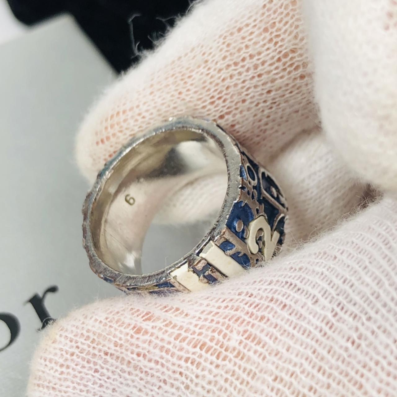Dior blue trotter 2 ring size 6 Silver alloy Marks | Depop