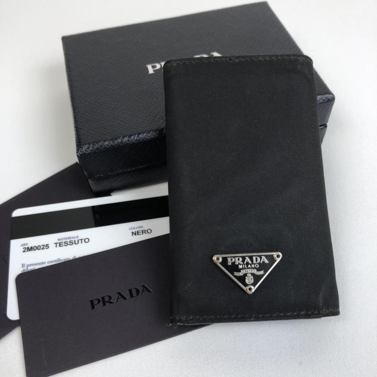 Prada tessuto nero nylon key holder Used Exterior... - Depop