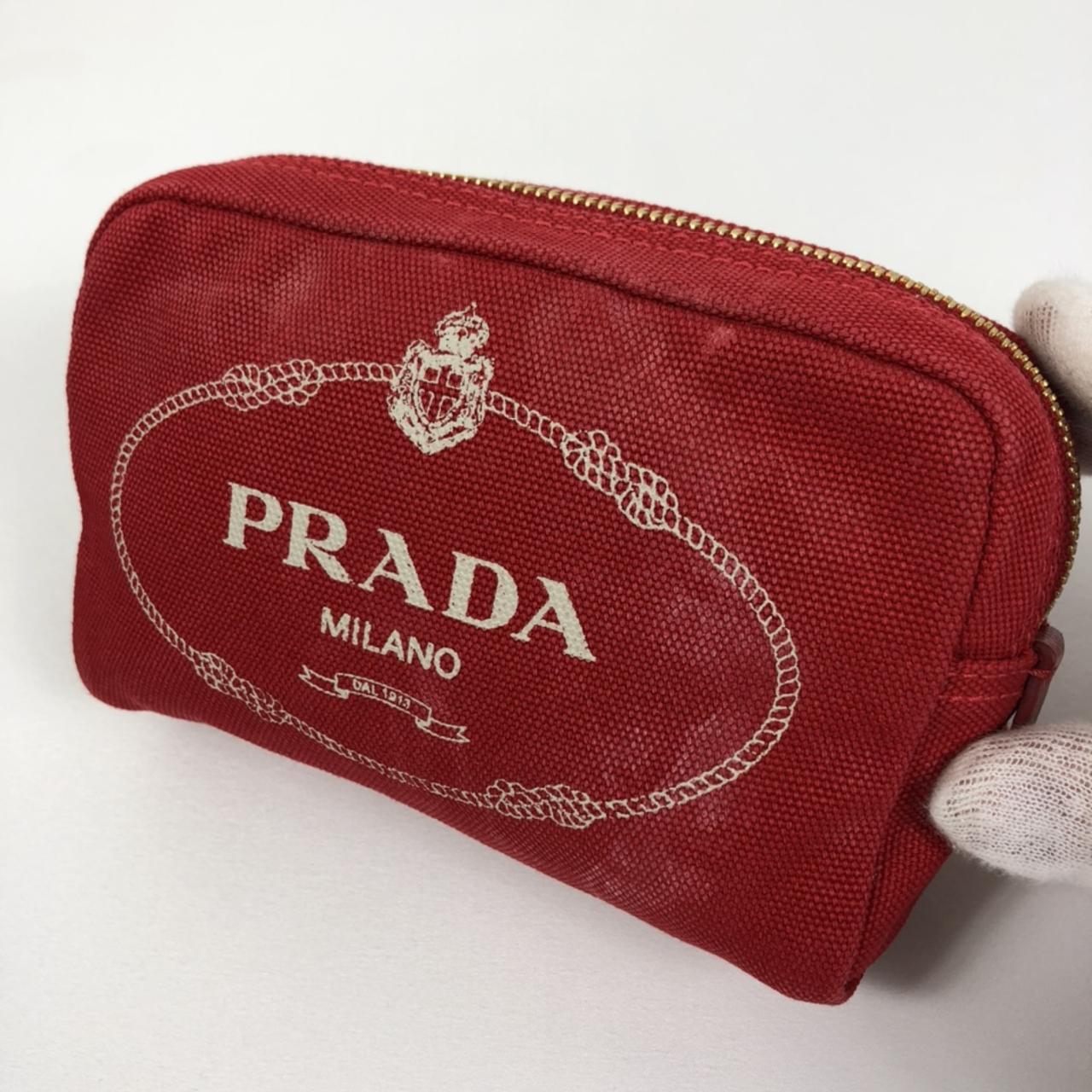 Prada jaquard canvas logo cosmetic pouch 7 x 5 Depop