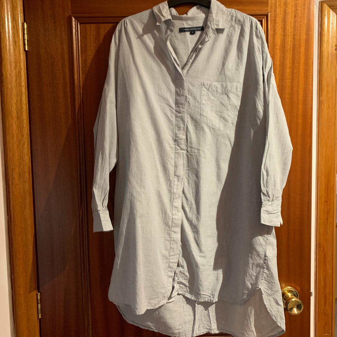 French Connection Women's Blue and White Shirt | Depop