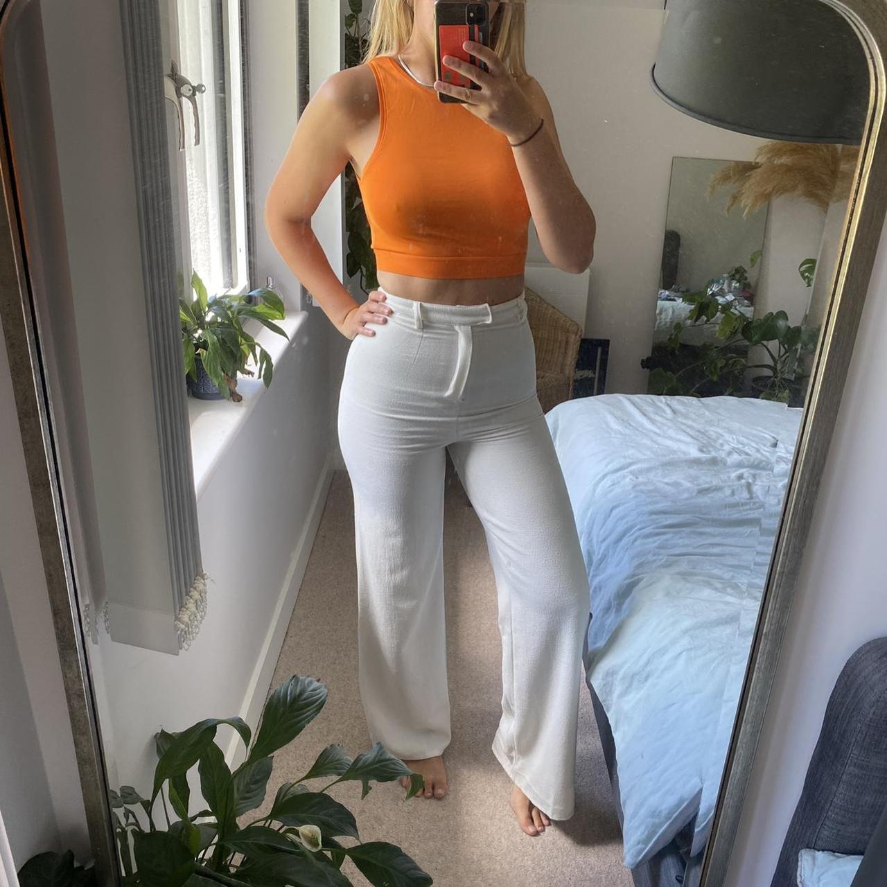 Misguided White Crepe Lined Trousers High Waisted Depop 5893