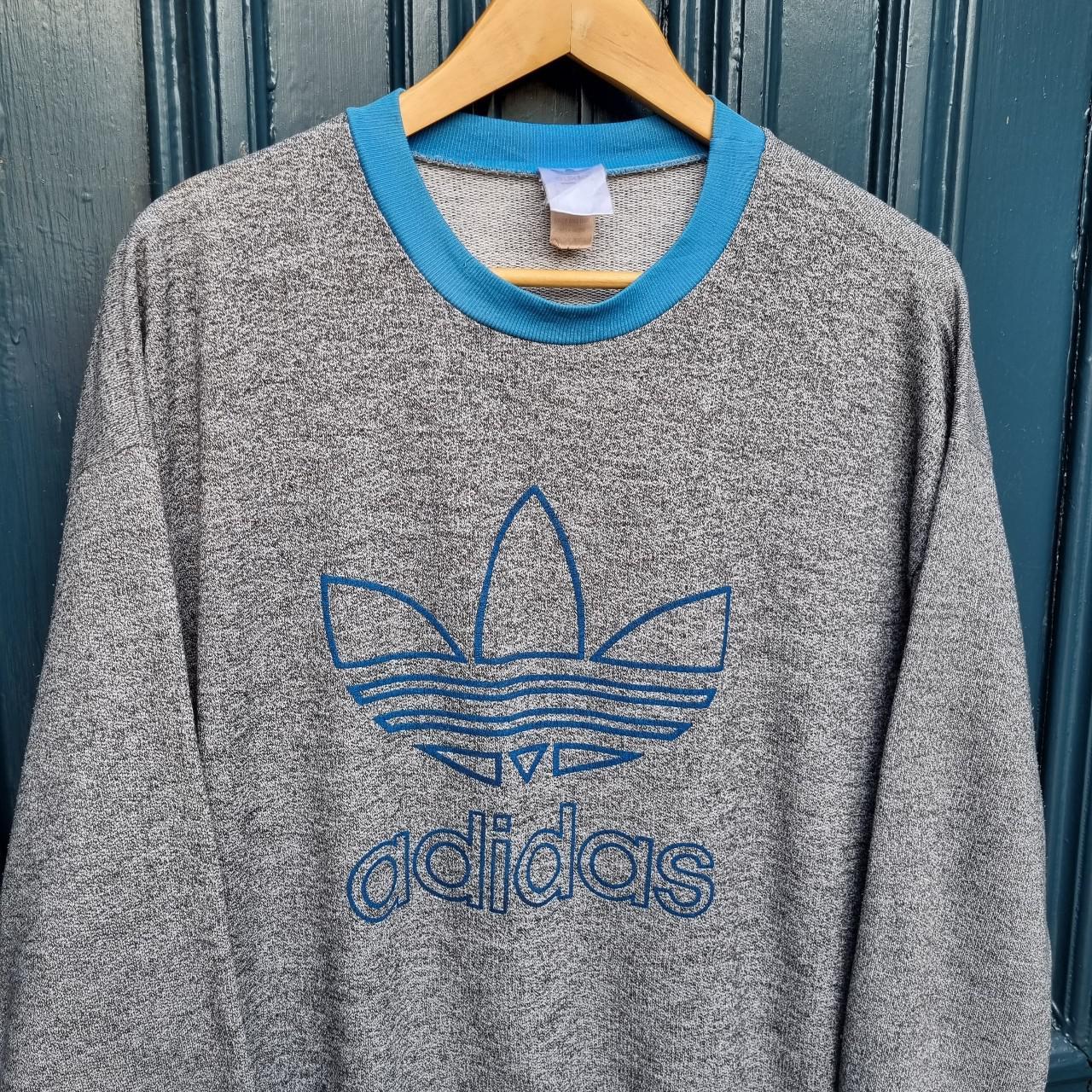 Adidas Men's Grey and Blue Jumper | Depop