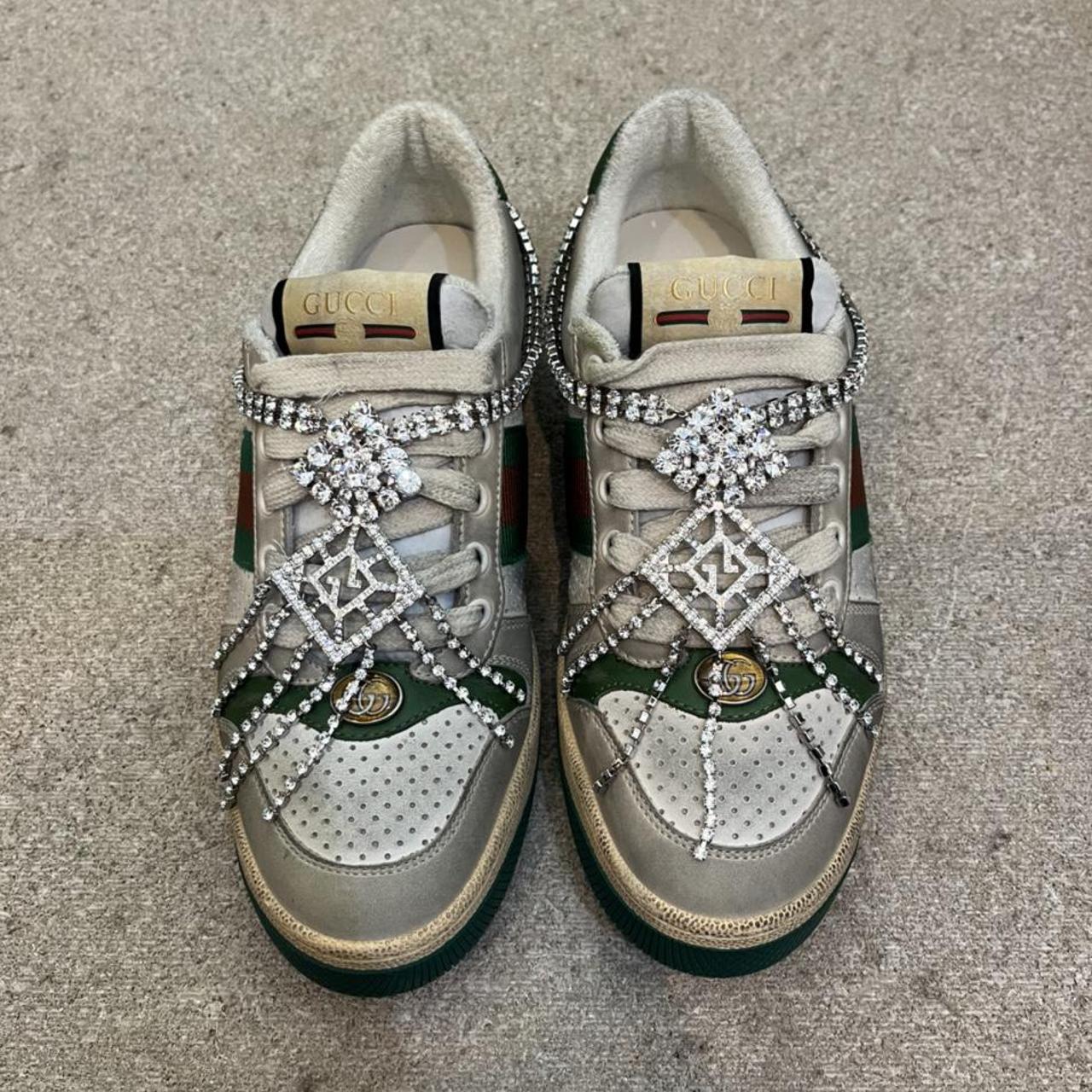 Gucci Screener Crystal Sneakers worn a couple... - Depop