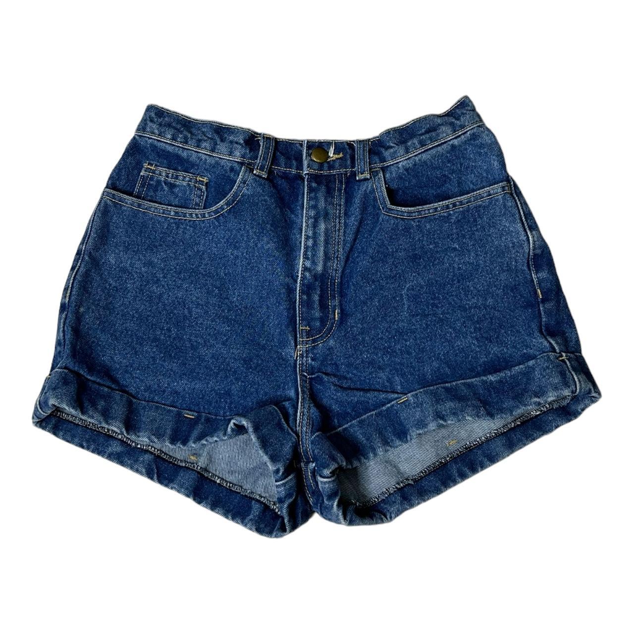american apparel denim jean shorts In good condition... - Depop