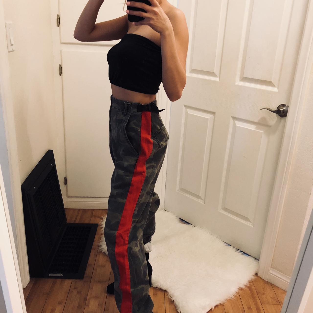 RESTOCKED Camo Pants Joggers with Red Stripes Had Depop