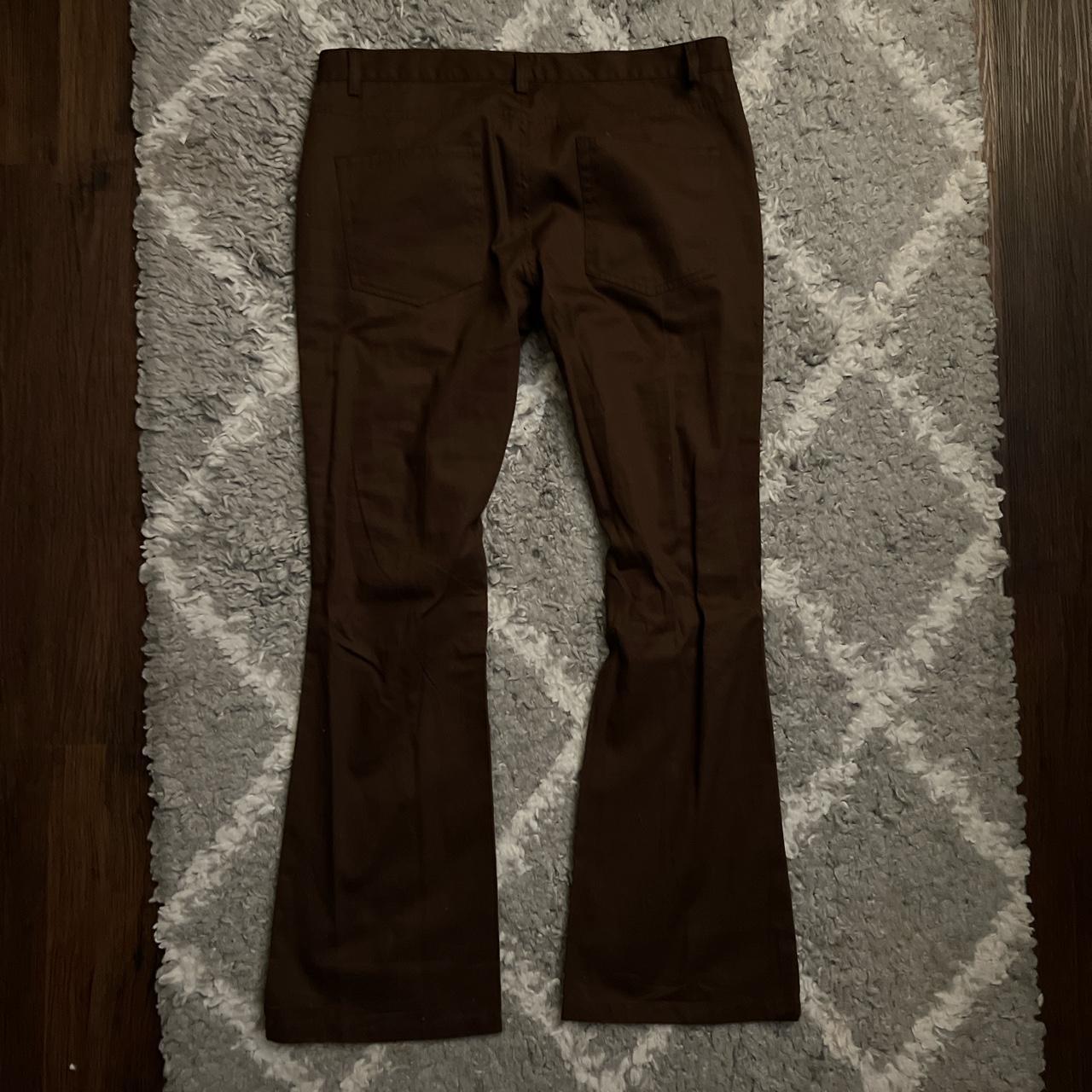 Mens flared pants Mens brown low rise flared pants... - Depop