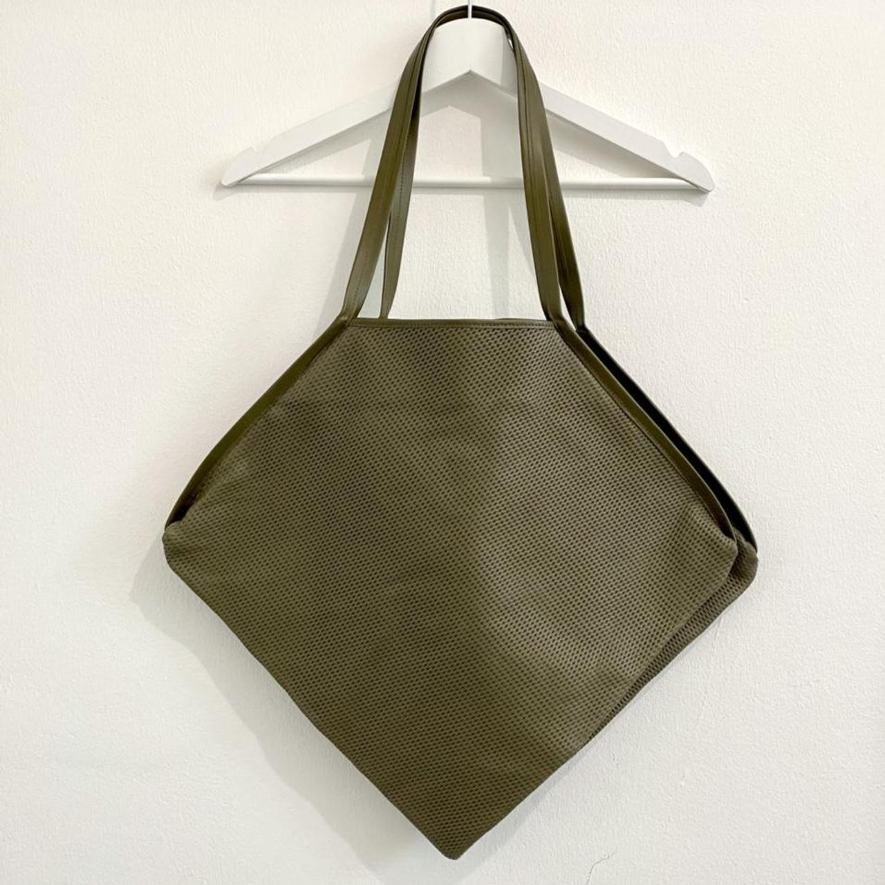 COS Square leather shopper bag (Olive green) -... - Depop