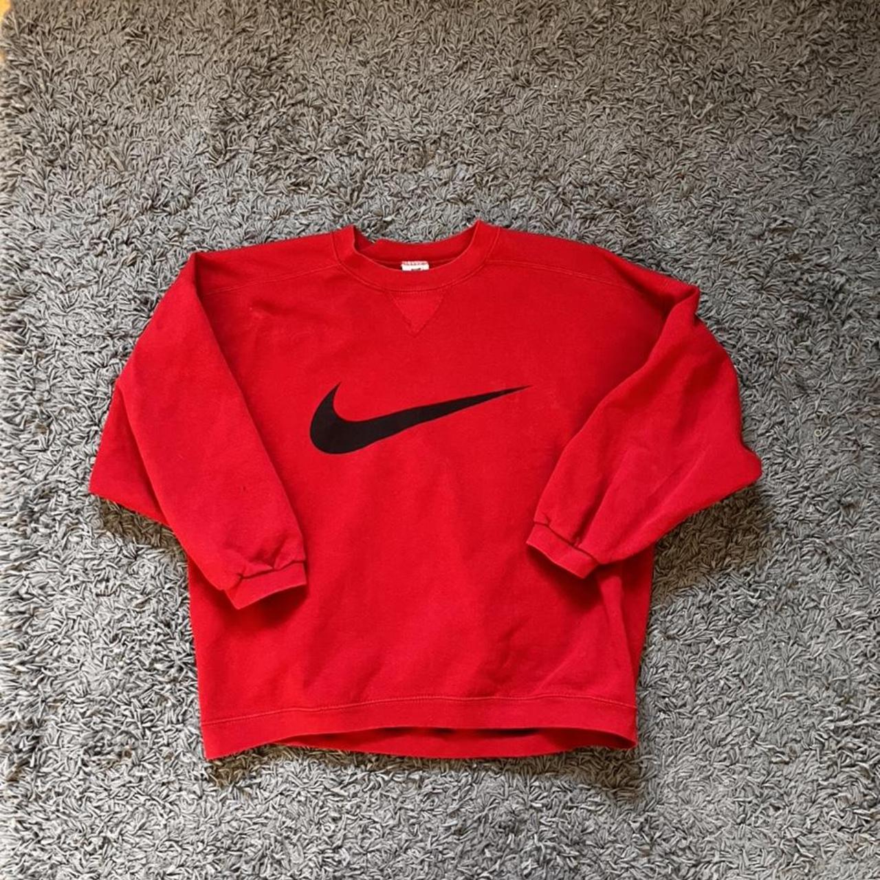 Nike Men's Red and Black Sweatshirt | Depop