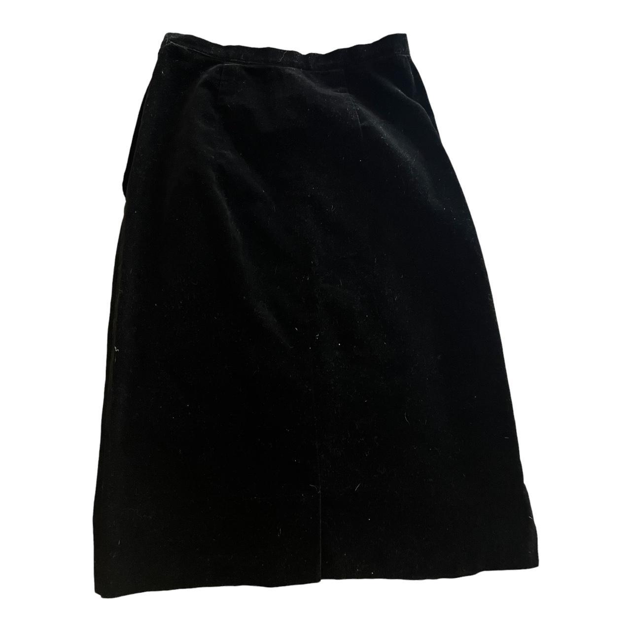 Vintage 80s velvet two piece set pinup skirt suit... - Depop