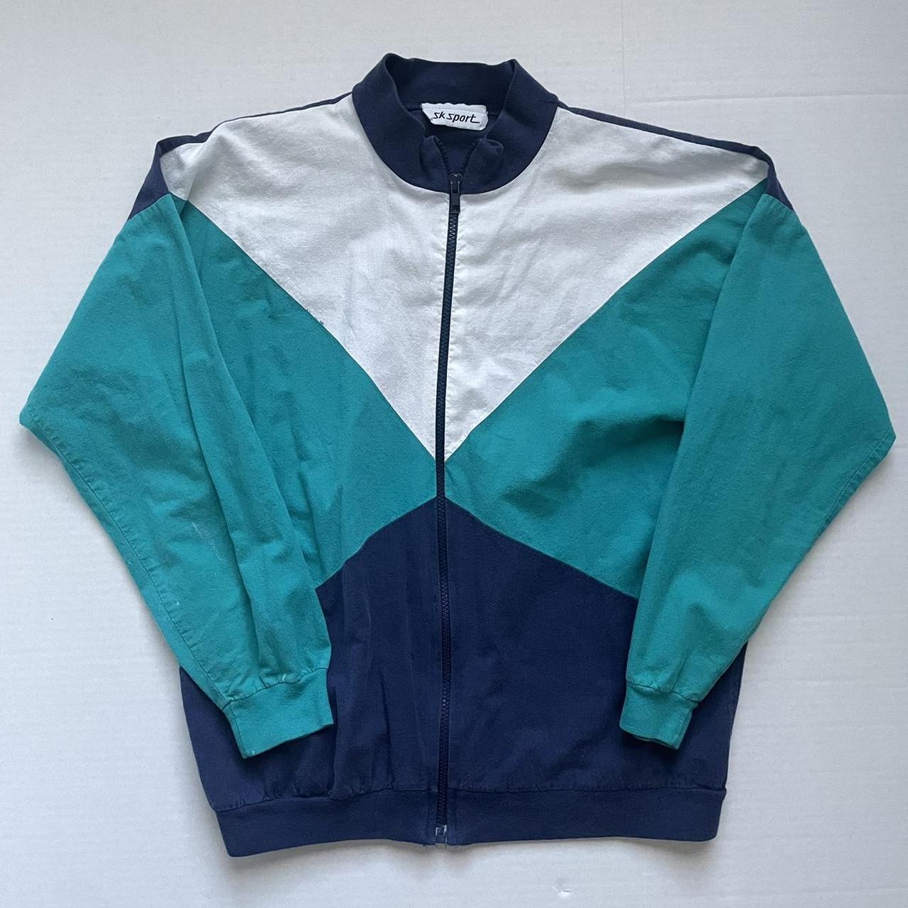 American Vintage Men's Blue and White Jacket | Depop