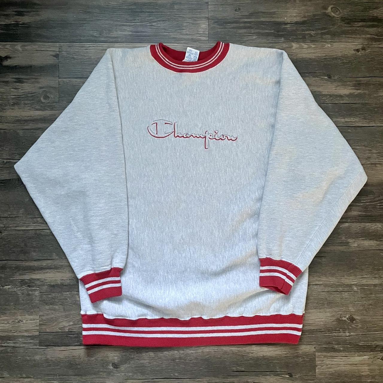 Vintage 1990s Champion Script Reverse Weave... - Depop