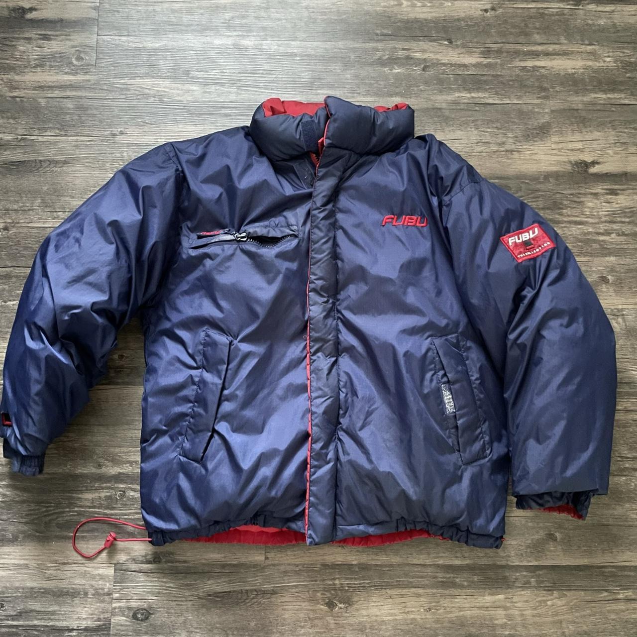 Vintage FUBU Red Reversible Winter Down Puffer... - Depop