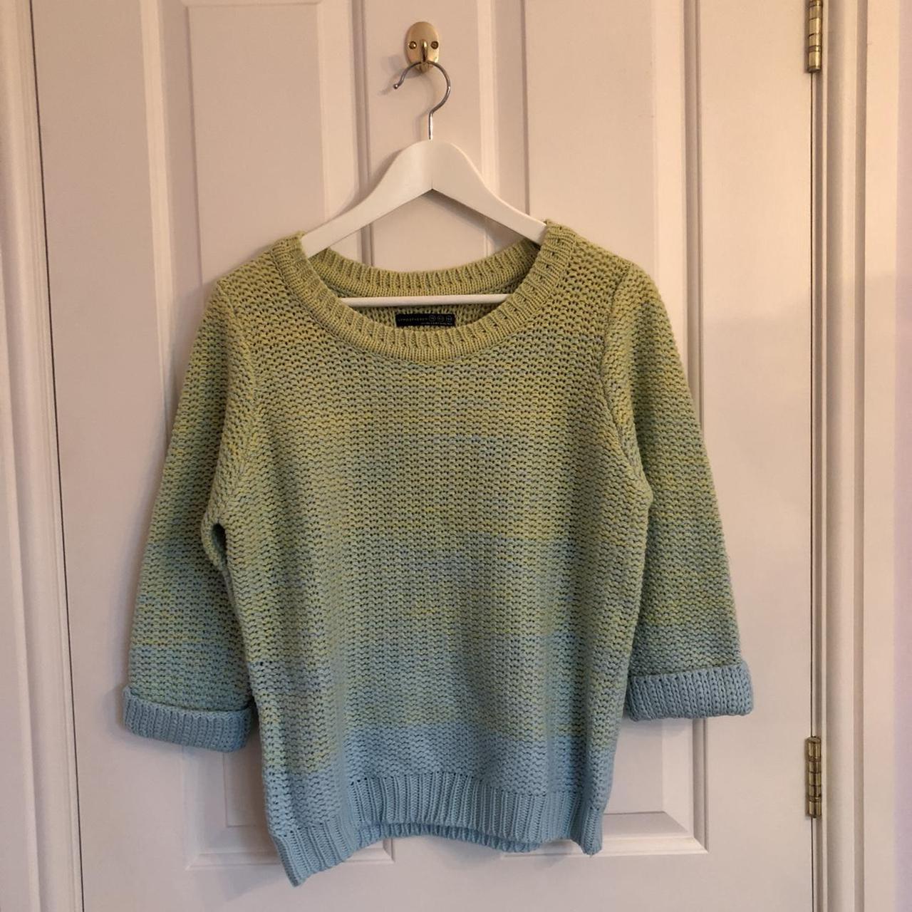 Green and blue ombré, thick knit jumper - UK 14 (but... - Depop