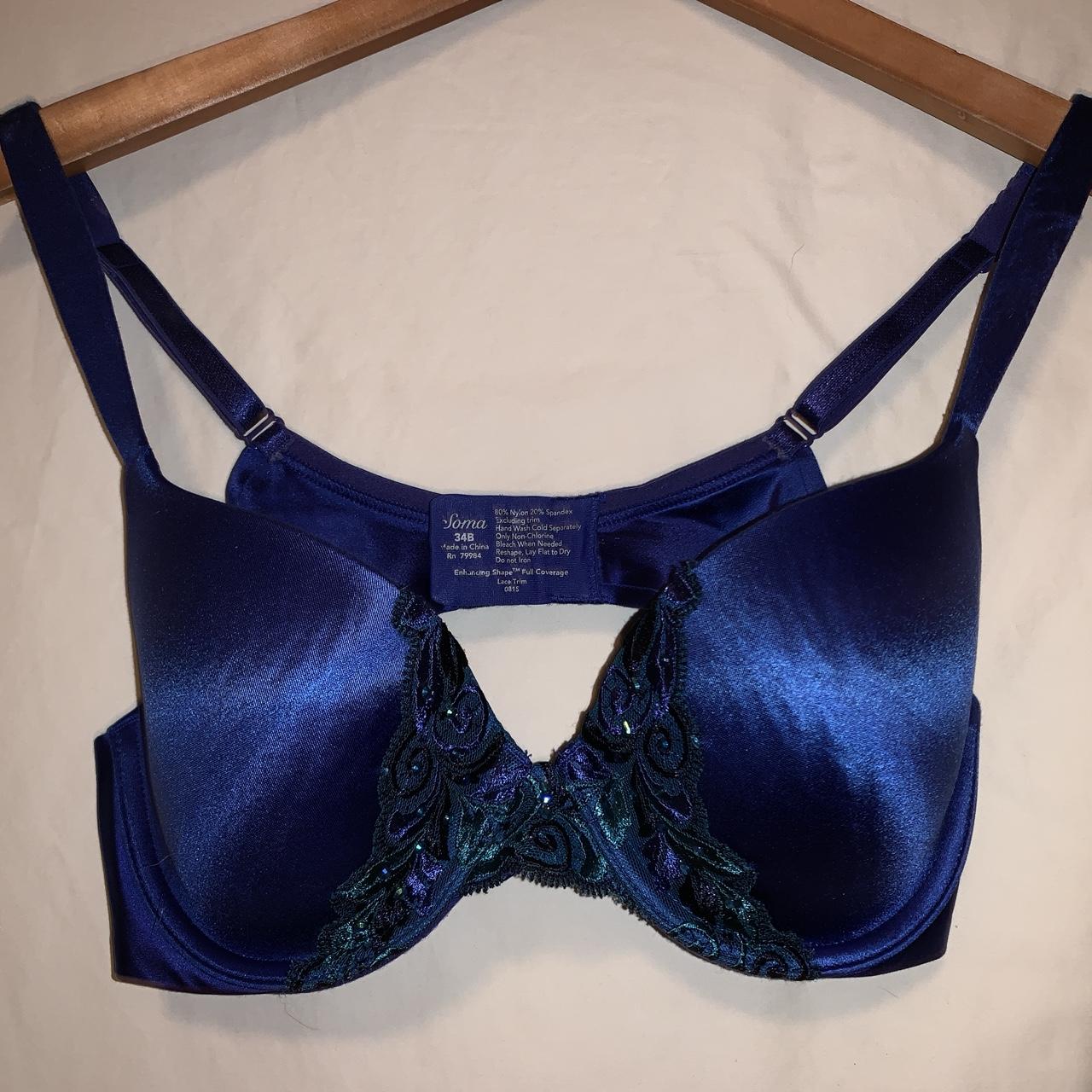 Soma 34B bra. Gorgeous royal blue color with peacock - Depop