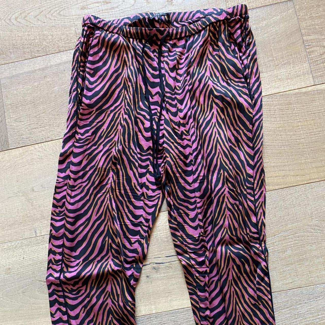 Silky ,Pink zebra striped pajama set from Love Stories. Depop