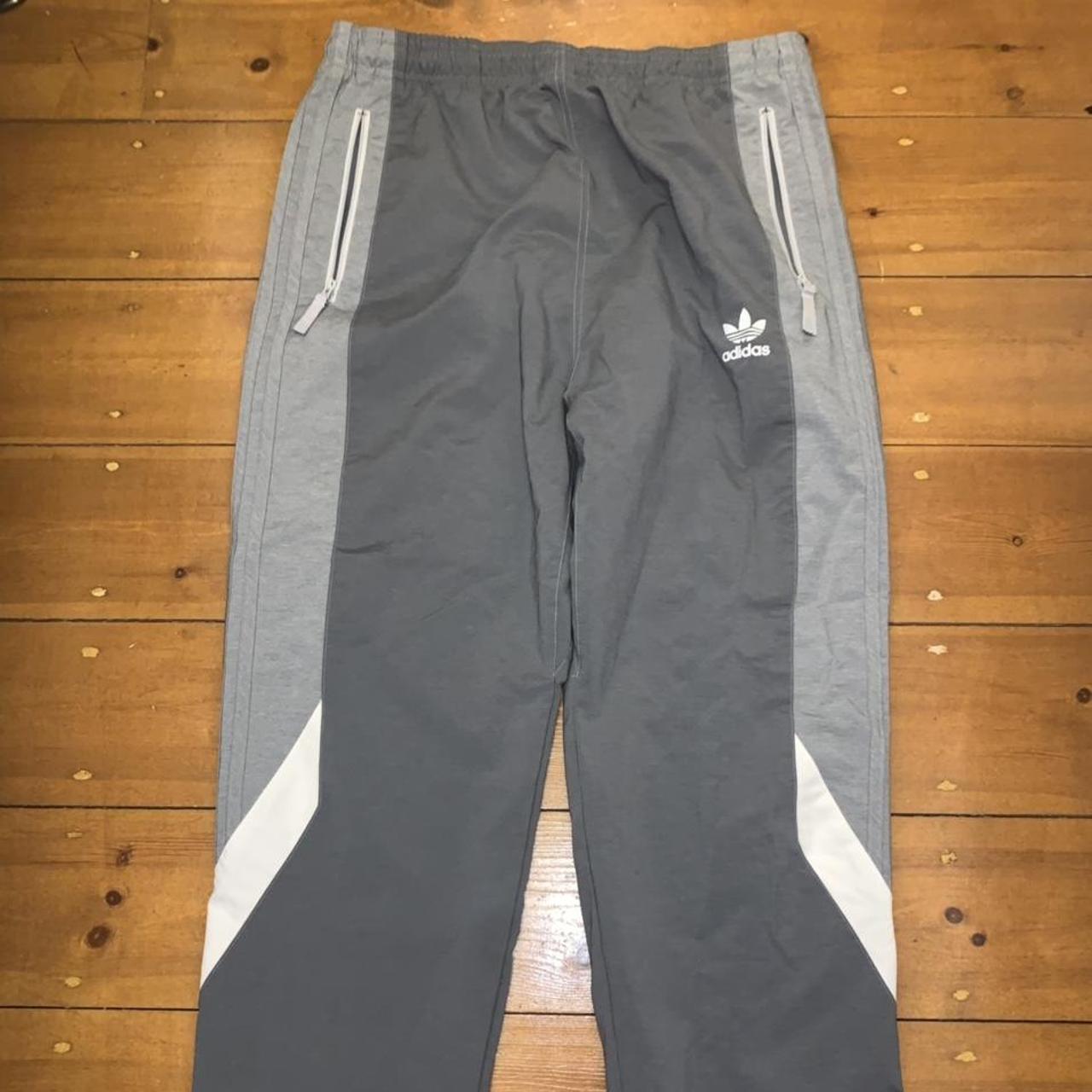 adidas grey track pants size medium lightweight... - Depop