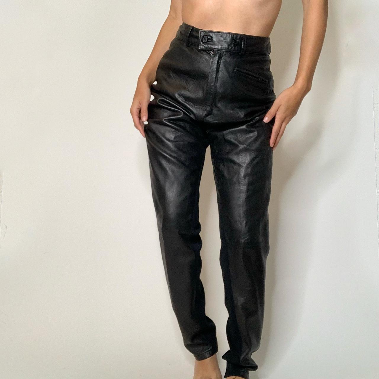 Vintage paneled black leather pants by Siena Studio.... - Depop