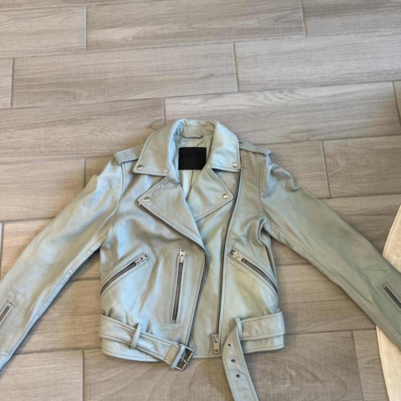 Authentic All Saints Leather Jacket Color Is A Baby Depop   P0 