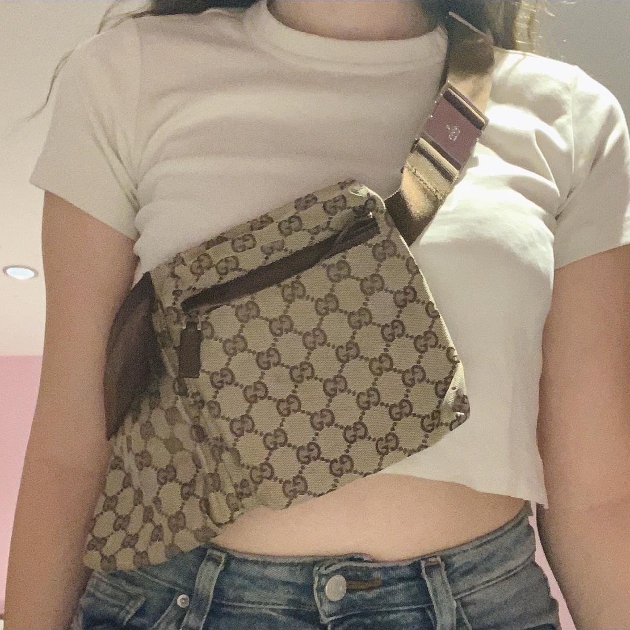 Gently used authentic monogram Gucci fanny pack in