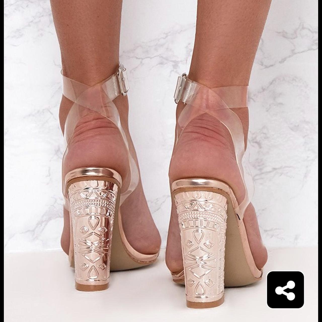 Rose gold clearance clear block heels