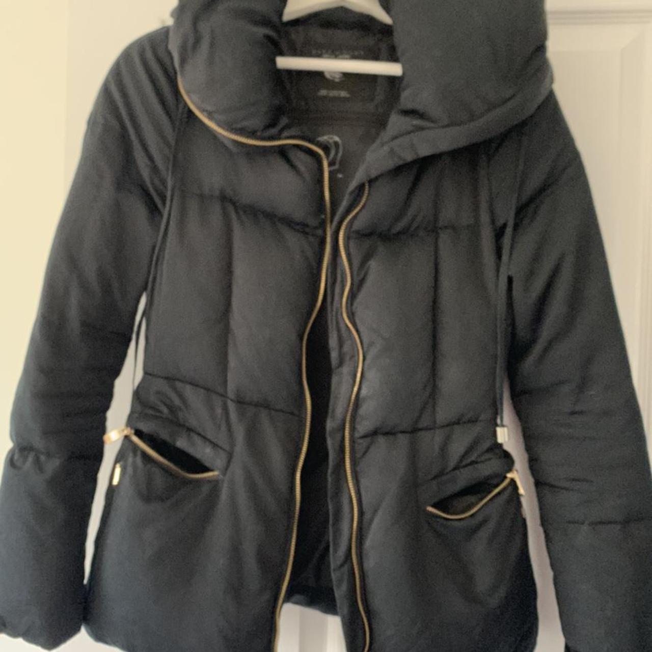 zara navy down jacket