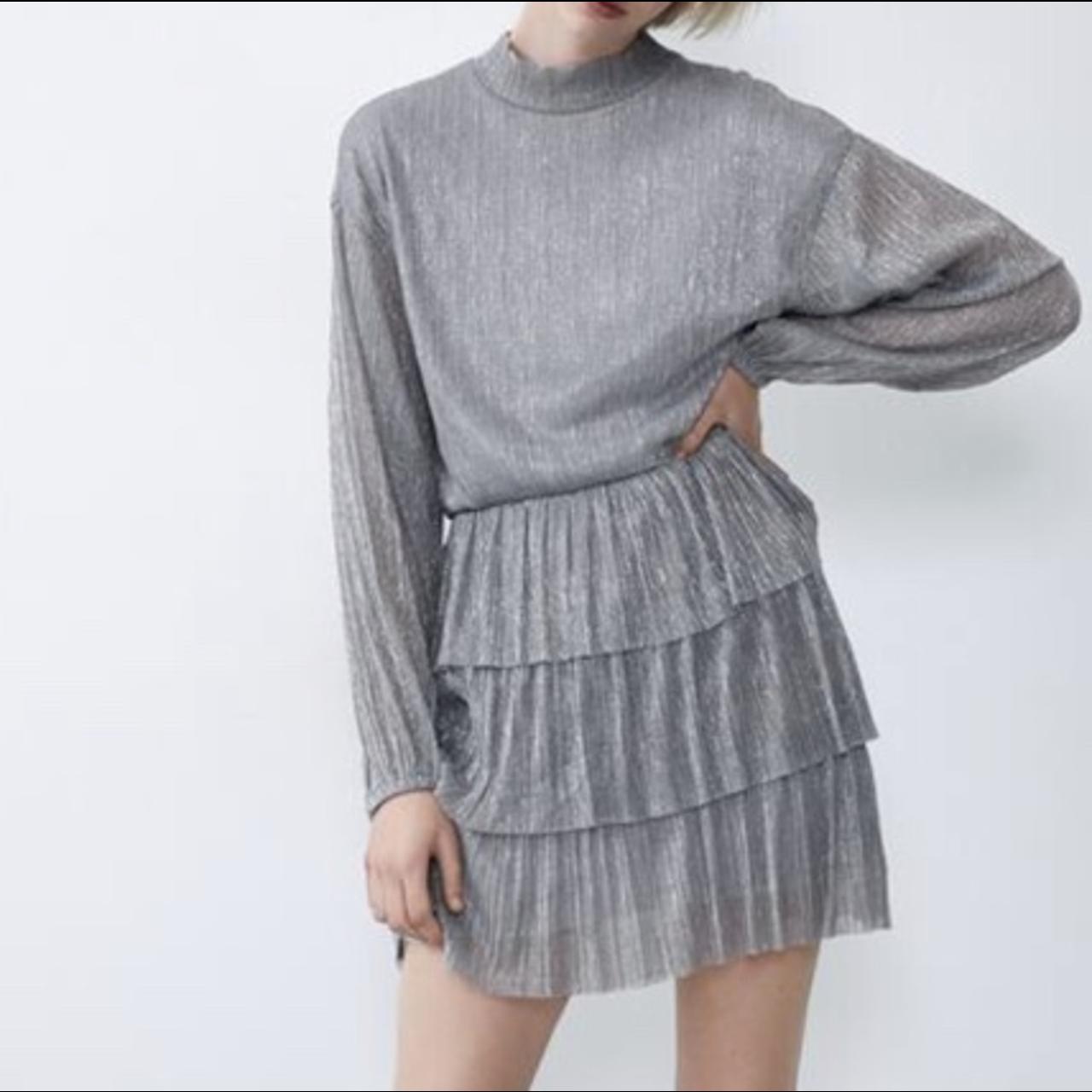 Ruffled metallic clearance thread dress zara