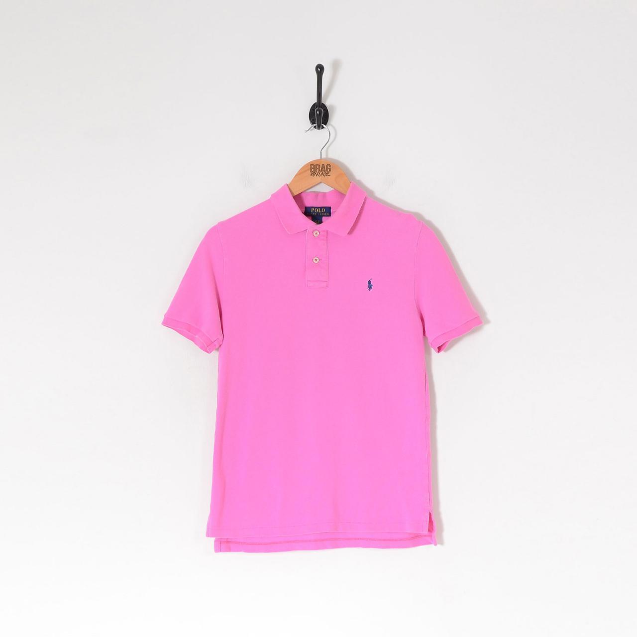 VINTAGE RALPH LAUREN POLO SHIRT BABY PINK SMALL -... - Depop