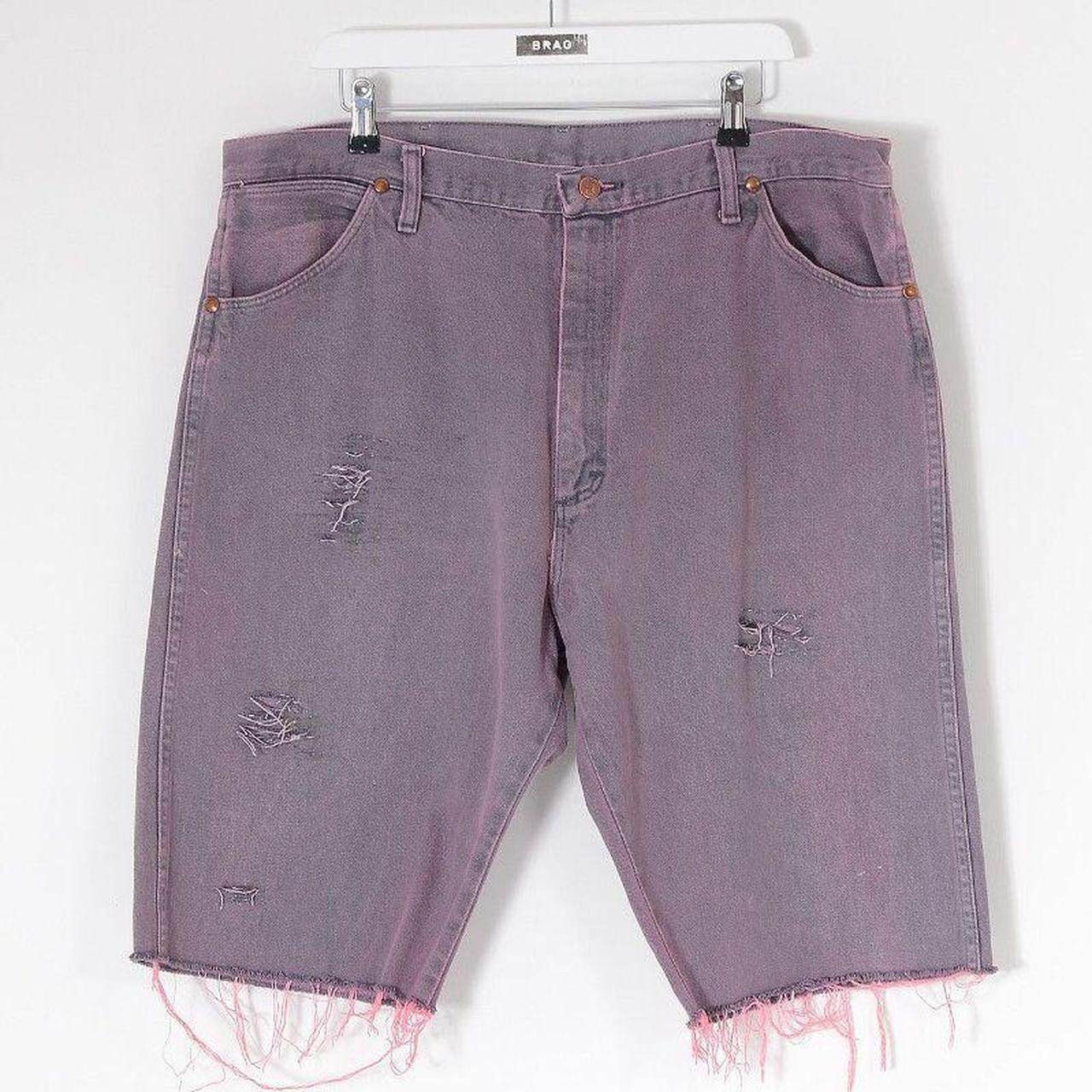 Vintage Wrangler Cut-off Denim Shorts In Over-dyed... - Depop