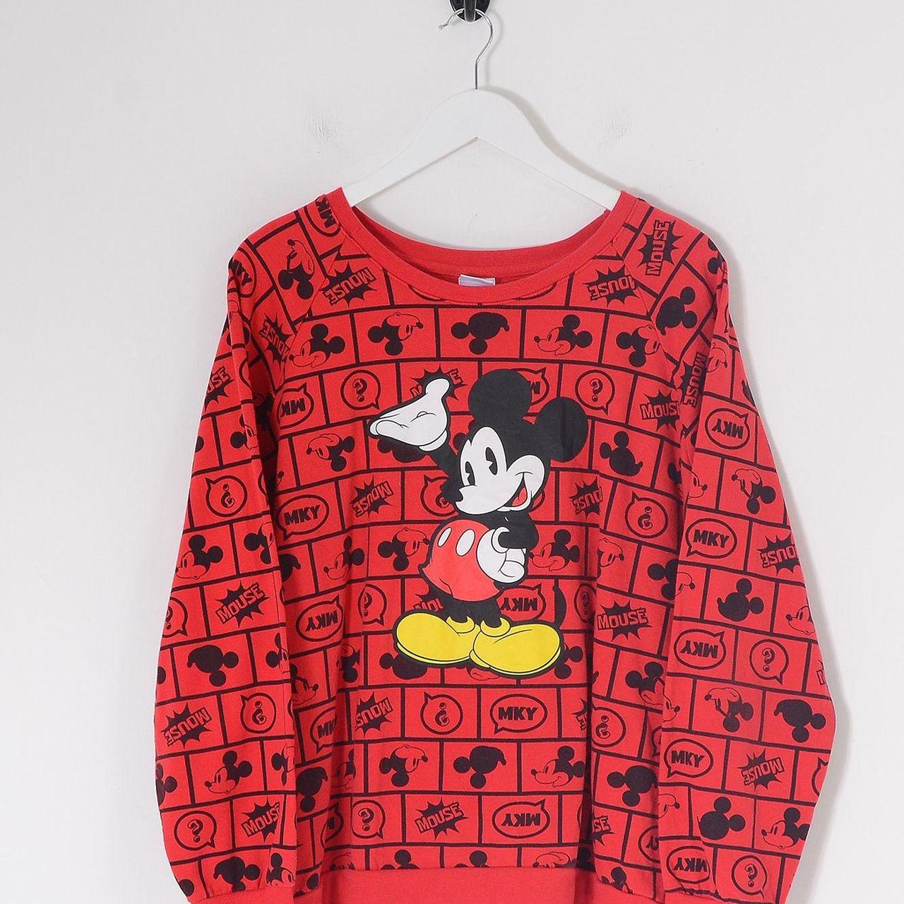 Vintage Disney sweatshirt in red with Mickey Mouse... Depop