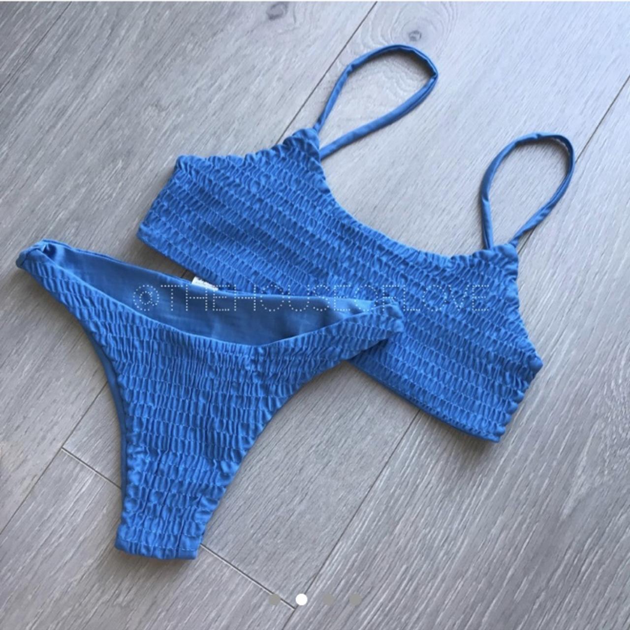 Blue Crinkle Bikini Swimsuit 🍉🍉🍉 Cheeky Brazilian... - Depop