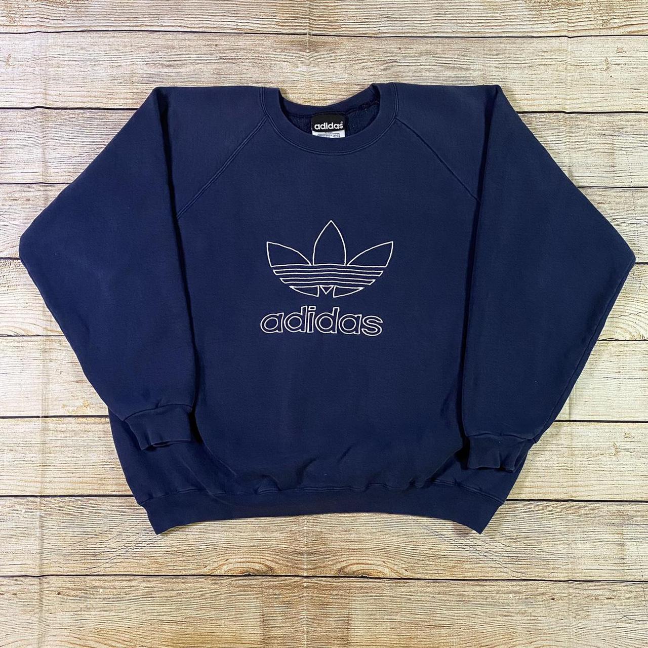 Adidas Men's Navy and White Sweatshirt | Depop