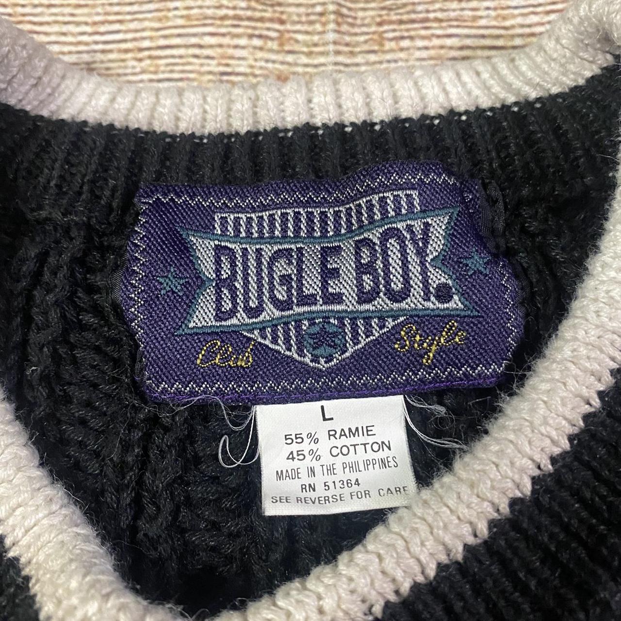 Vintage 1990’s Bugle Boy Ramie/Cotton blend v-neck... - Depop