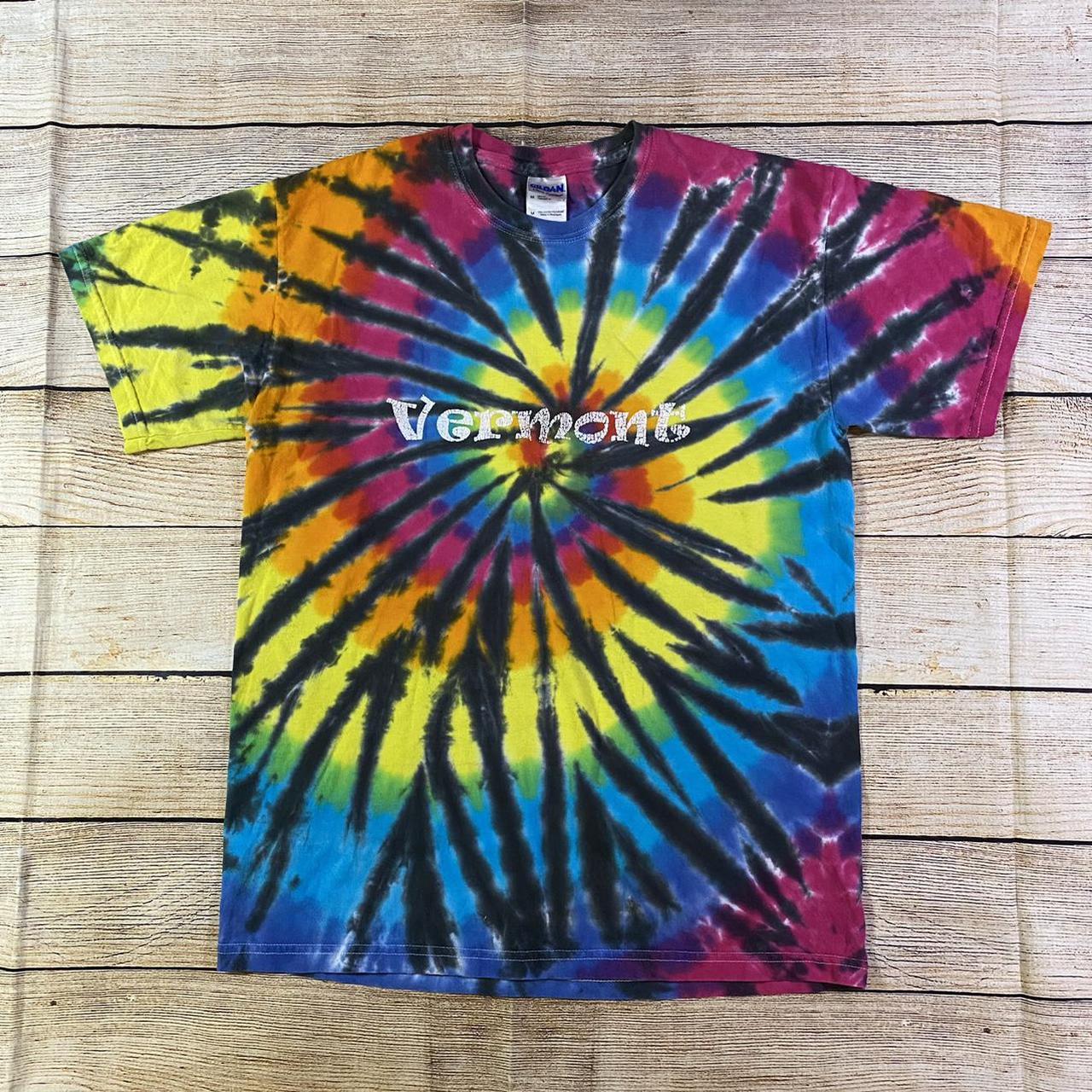 2000’s Vermont rainbow tye dye t-shirt in good... - Depop