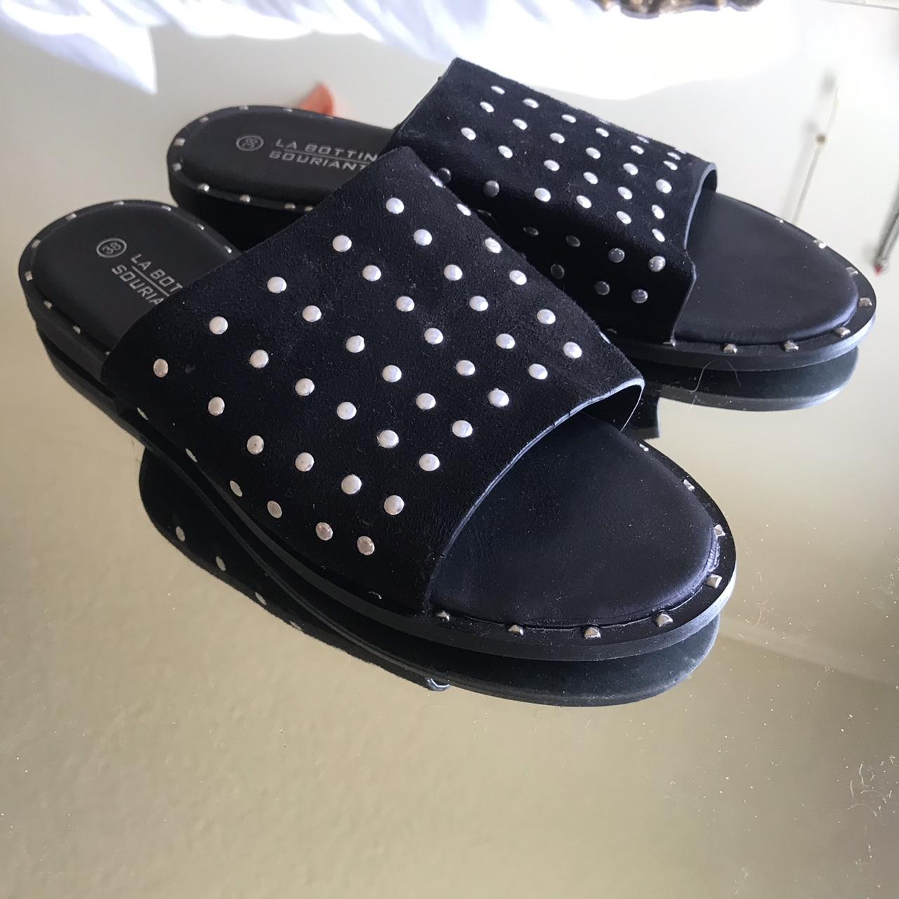 Black slides cheap with silver studs