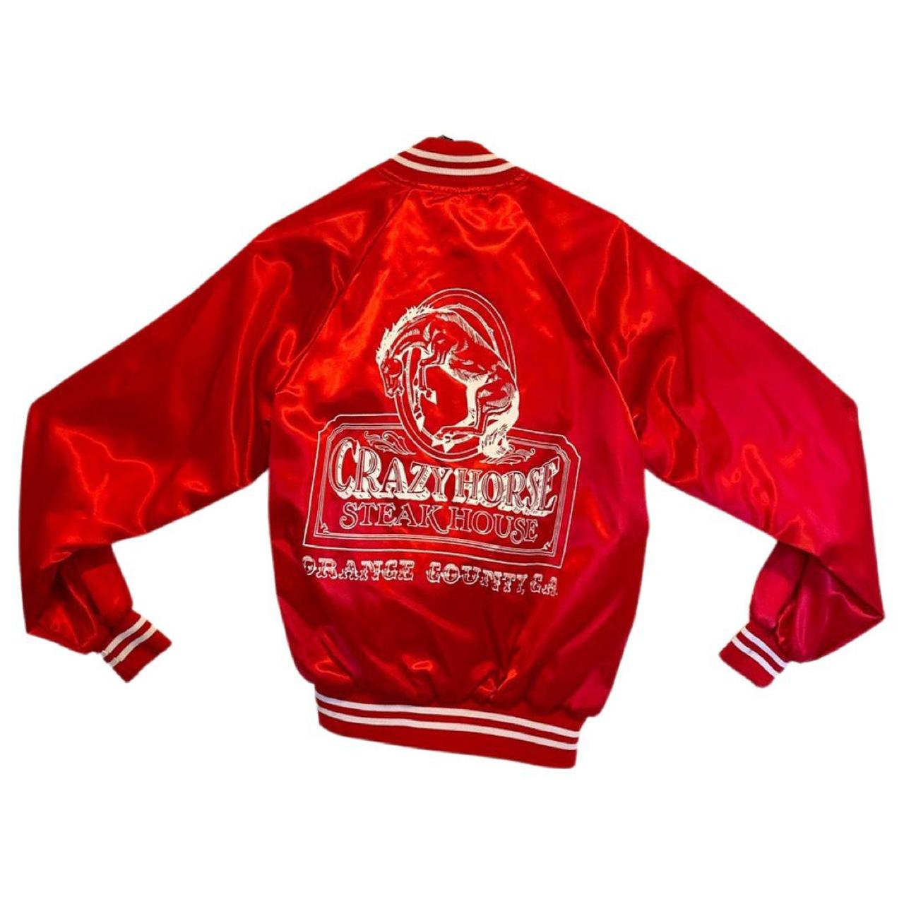 80s Vintage Satin Jacket, red & white in color and... - Depop