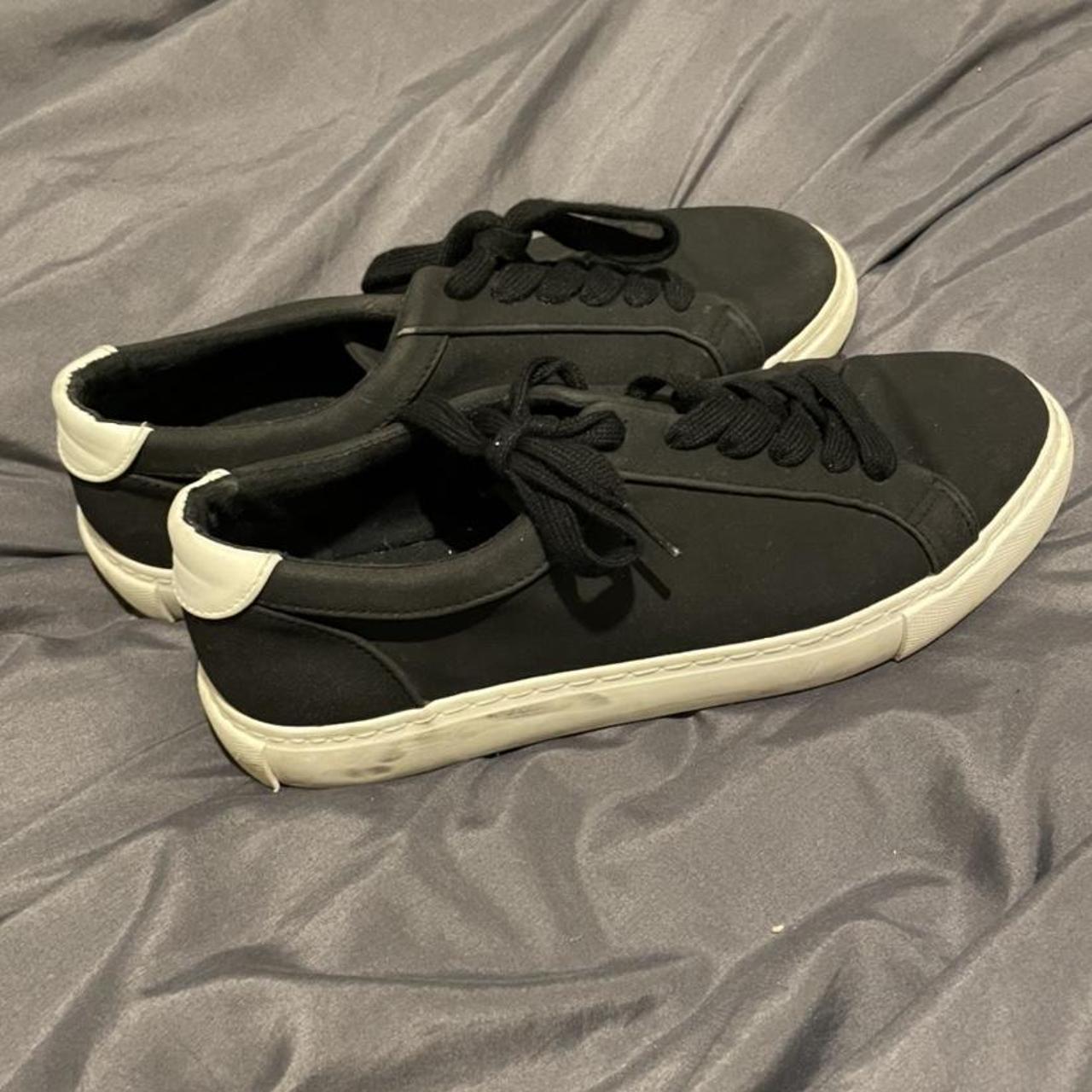 Zara black faux suede effect trainers. Size 9 worn... Depop