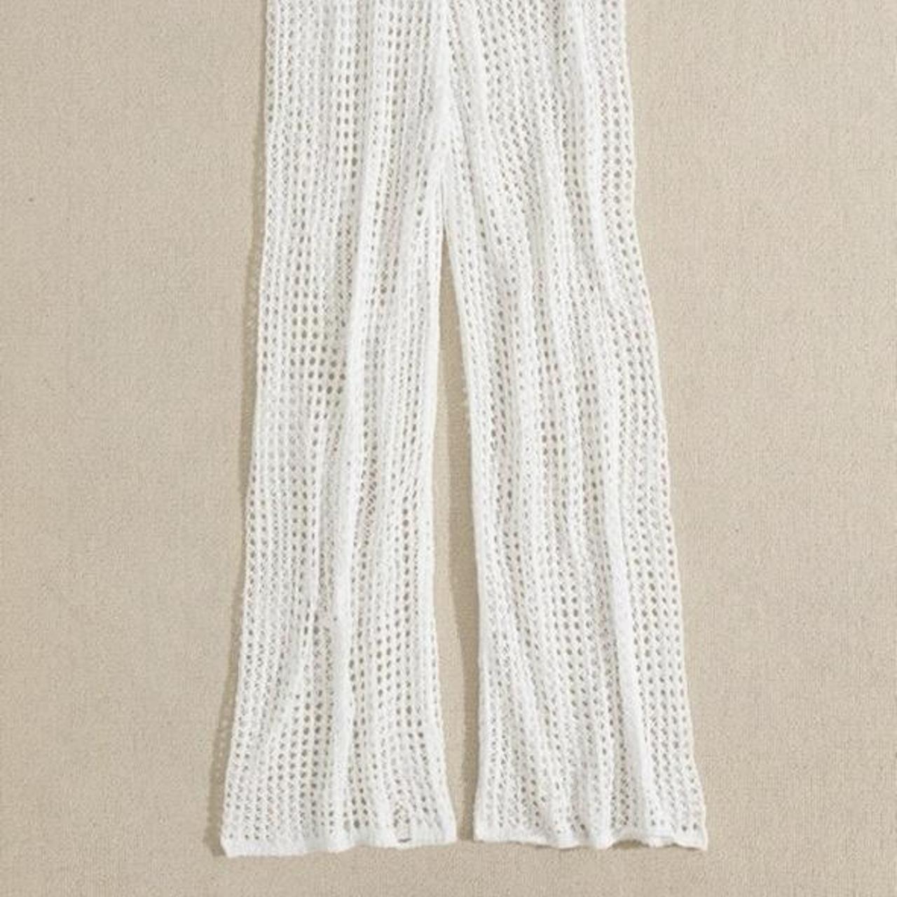 White crochet cover up pants!! Very nice delicate... - Depop