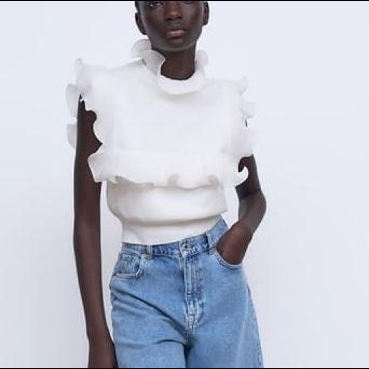 Zara ruffled knit top, only worn once. Like new.... Depop