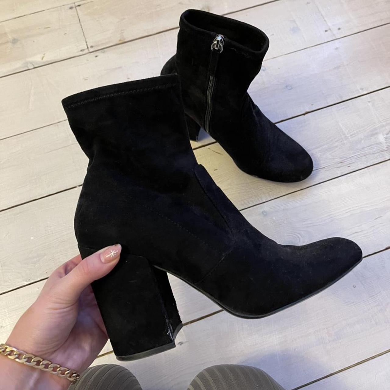 Steve Madden sock style heeled boots in black... - Depop