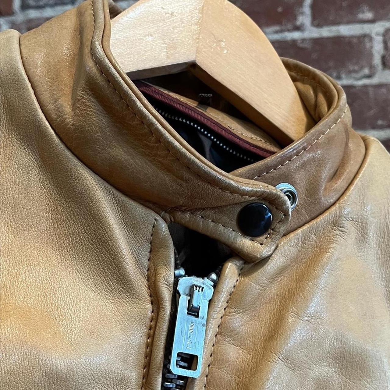 70s Men’s Cafe Racer Mustard Leather... Depop